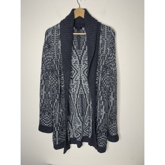 Talbots Sweaters - Talbots Womens S Sweater Gray Metallic Silver Chunky Knit Shawl Collar Duster